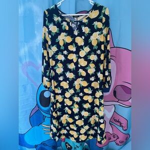 Avon Lemon Floral Long Sleeve Dress